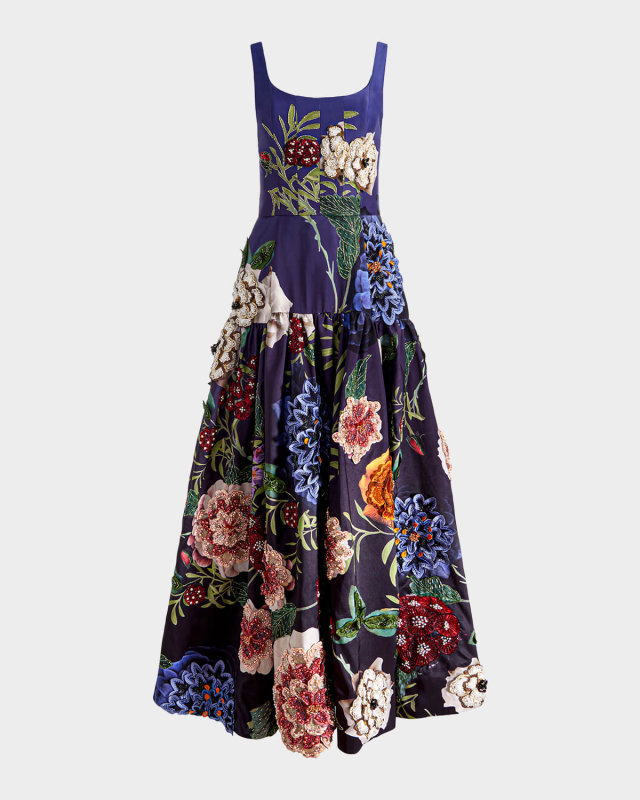 Maxine Embellished Drop-Waist Gown